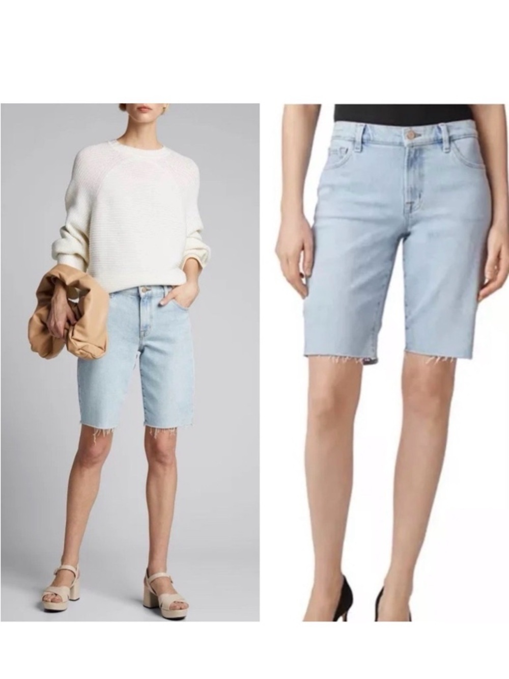 NWT J Brand JB002955 Bermuda Jorts 27 Gigi Light Wash Raw Hem Denim Shorts